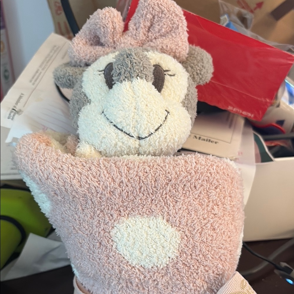 Barefoot dreams Disney Minnie buddie and blanket Pink and Gray Plush Toy